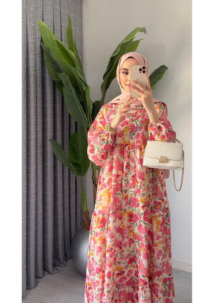 Kadın Çiçekli Baskılı Uzun Yazlıık Ince Elbise indirimleri