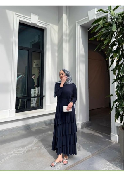 Kadın Kat Kat Uzun Ince Yazlık Modal Elbise