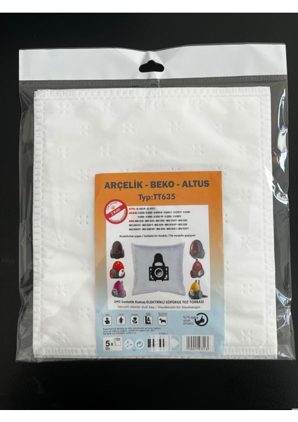 15 Adet Arçelik- Beko- Altus TT635 Elektrikli Süpürge Sentetik Toz Torbası