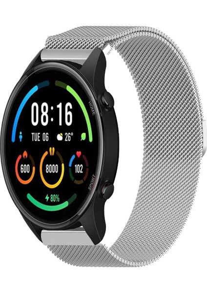 Xiaomi Watch Sport ile Uyumlu Kordon Hasır Metal Örgü Mıknatıslı Milano Kayış