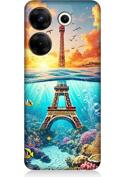 Tecno Camon 20 Pro 5g Uyumlu Denizaltında Eyfel Hayali Desenli Silikon Kılıf