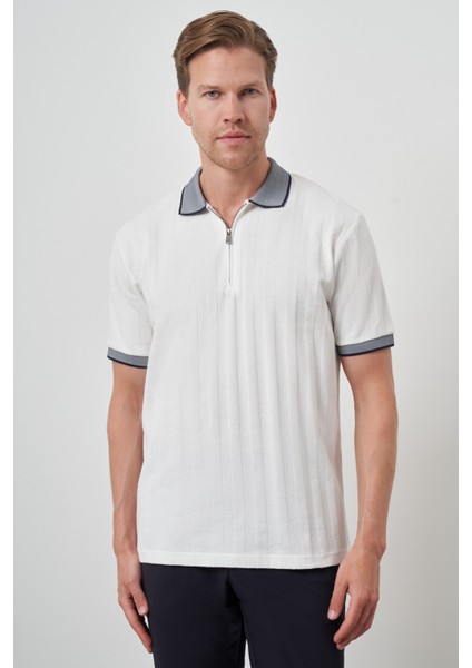 Erkek Ekru Trend Polo Yaka T-Shirt