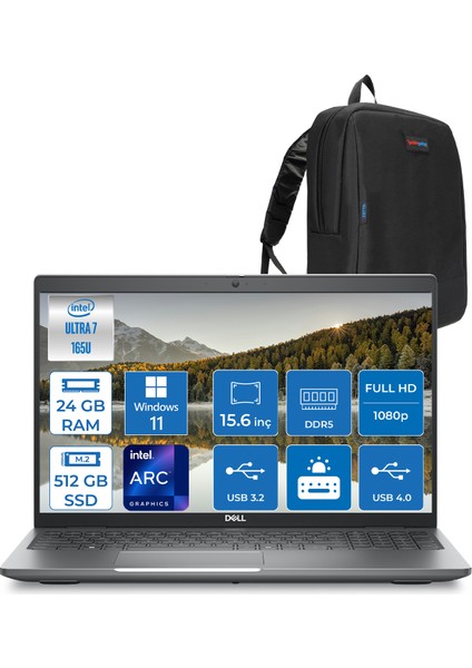 Latitude 5550 Intel Ultra 7 165U Aı 24GB Ddr5 512GB SSD Intel Graphıc Fhd IPS Windows 11 Pro Taşınabilir Bilgisayar N015L555015P02+ZETTAÇANTA