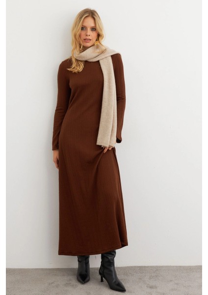 Kadın Kahverengi Basic Maxi Elbise MTF30 modelleri