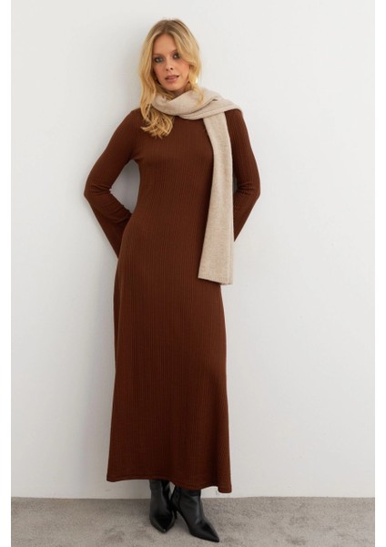 Kadın Kahverengi Basic Maxi Elbise MTF30 fırsatları