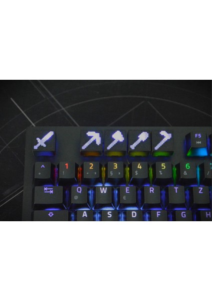 Minecraft Keycap Seti 5'li | Rgb Uyumlu 3D Tuşlar | Mekanik Klavyeler Için Gamer Tasarım
