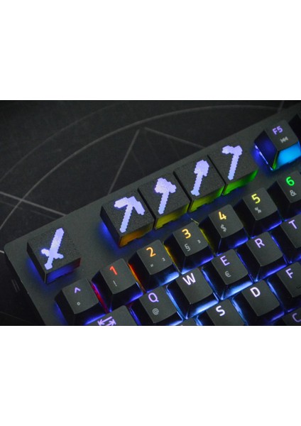 Minecraft Keycap Seti 5'li | Rgb Uyumlu 3D Tuşlar | Mekanik Klavyeler Için Gamer Tasarım