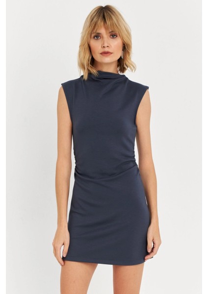 Kadın İndigo Drapeli Mini Elbise SE6 fiyatları