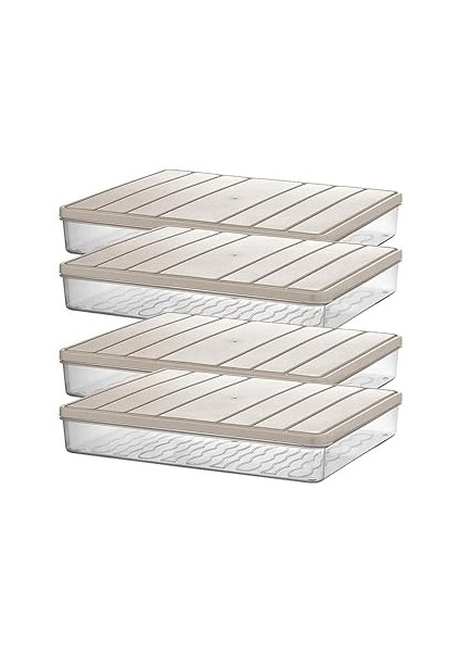 Selka Home - Nora 4'lü 2.5 Litre Büyük Boy Ekru Saklama Kabı