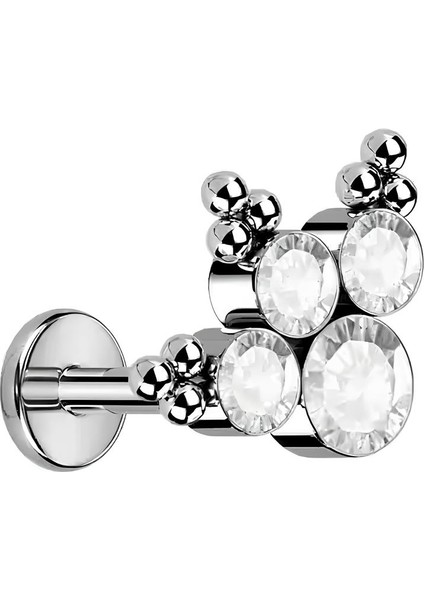 F136 Titanyum Zirkon Taşlı Leaf Model Helix Piercing - Titanyum Helix Lobe Piercing