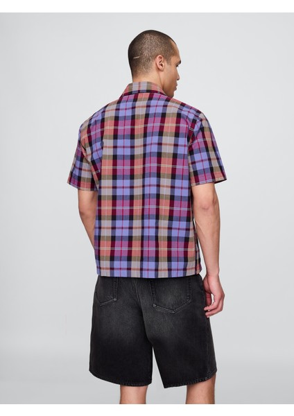 Erkek Mor Kareli Oxford Gömlek fırsatları