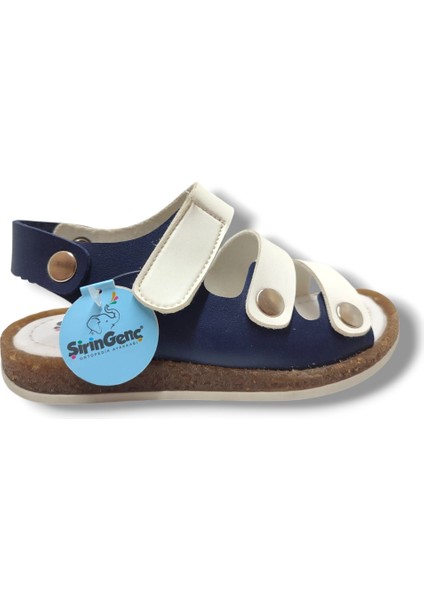 Şirinbebe 1747-20 Tek Cırtlı Erkek Çocuk Sandalet Lacivert Beyaz 26-30