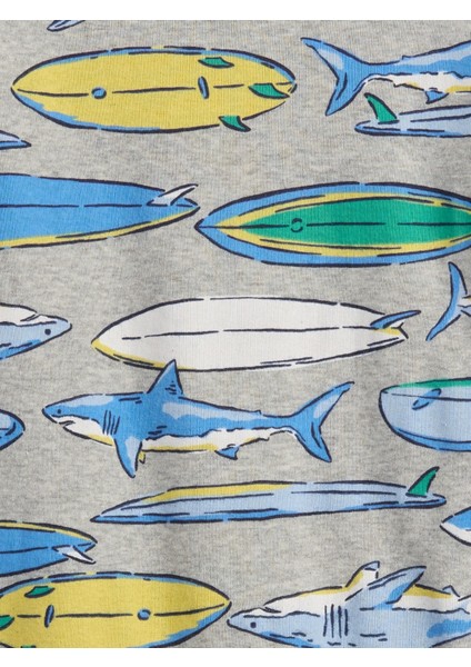 Bebek Çok Renkli Kids & Babygap %100 Organik Pamuk Surf Shark Pijama Takımı