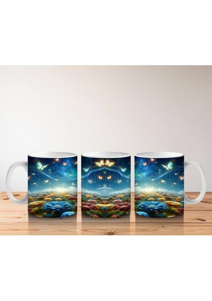 Çocuklara Sütü Sevdiren Işıltılı Kelebekler ve Masal Bahçesi Desenli Kupa Bardak fırsatları