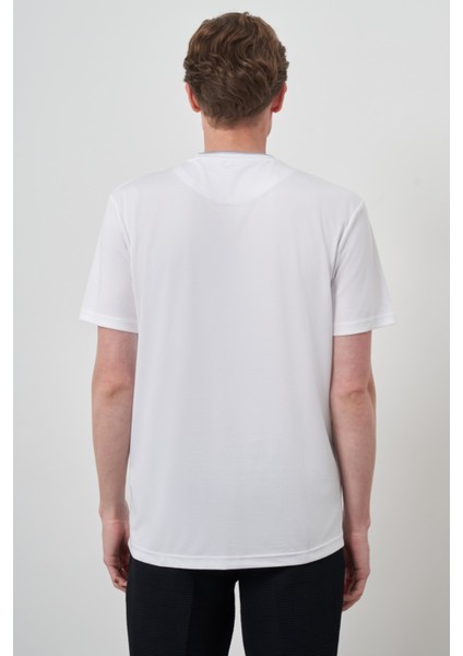 Erkek Beyaz Trend Bisiklet Yaka T-Shirt indirimleri