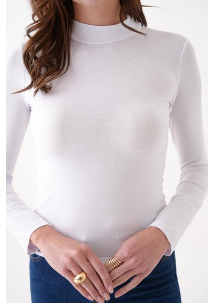 Uzun Kollu Dik Yaka Boğazlı Body/bluz modelleri