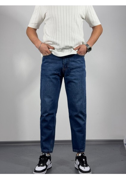 Koyu Mavi Boyfriend Pantolon