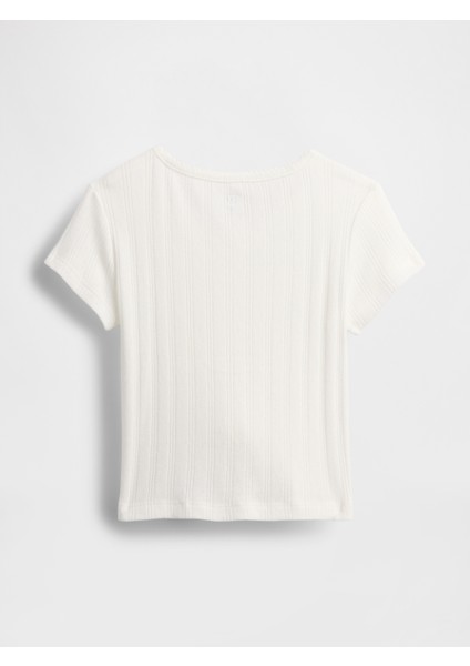 Kız Bebek Beyaz Pointelle Fitilli T-Shirt modelleri