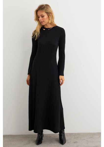 Kadın Siyah Basic Maxi Elbise MTF30 modelleri