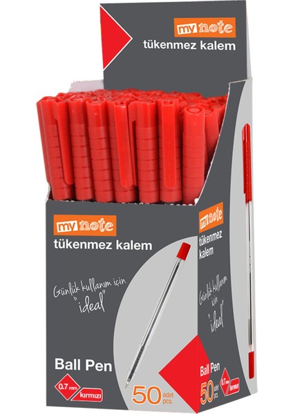 Ball Pen Tükenmez Kalem 0.7 mm Kırmızı 50 Li Kutu