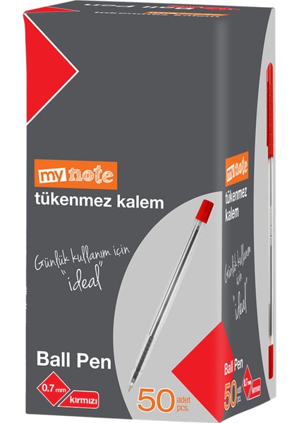 Ball Pen Tükenmez Kalem 0.7 mm Kırmızı 50 Li Kutu modelleri