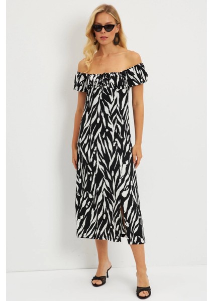 Kadın Siyah Bürümcük Büzgülü Midi Elbise DY105 modelleri