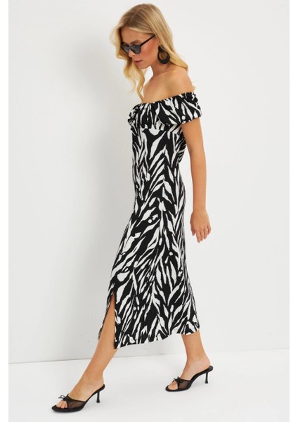 Kadın Siyah Bürümcük Büzgülü Midi Elbise DY105 indirimleri