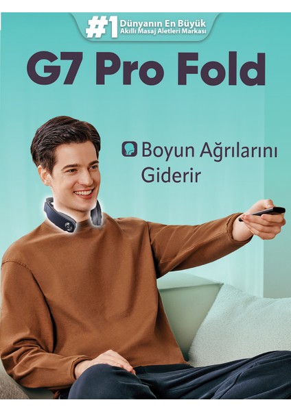 G7 Pro Fold TENS-EMS Akıllı Boyun Masaj Aleti/Robotu, Mobil APP, Isı Terapisi-Termoterapi