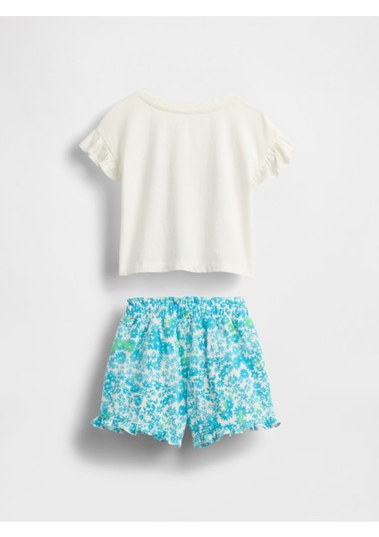 Kız Bebek Mavi Bebek & Küçük Çocuk Logo Outfit Set modelleri