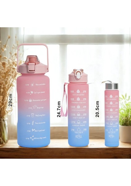 Motivasyon Suluk 3lü Set Pembe Mavi Motivasyon Matara Set 3'lü modelleri