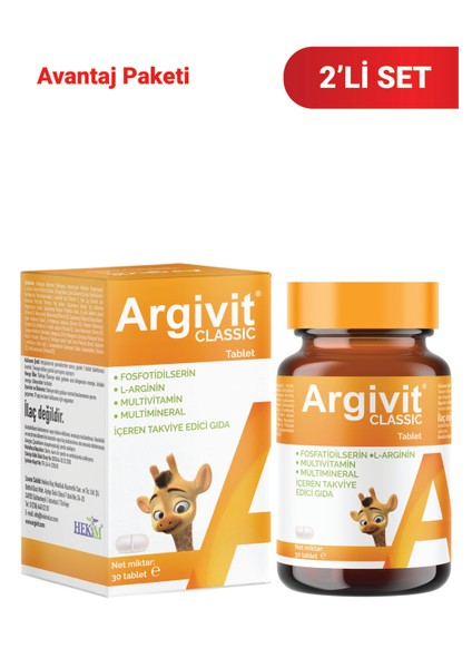 Classic Fosfotidilserin, L-Arjinin, Multivitamin ve Multimineral İçeren Tablet 2’li Paket 30 Tablet