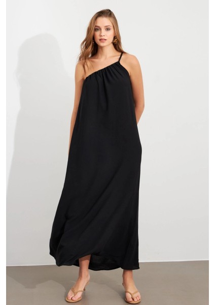Kadın Siyah Maxi Basic Elbise İRE1012