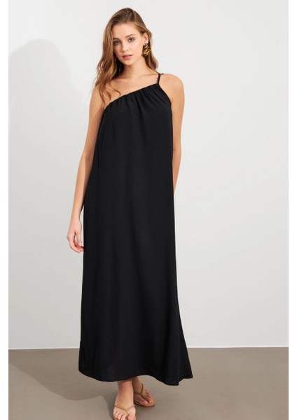 Kadın Siyah Maxi Basic Elbise İRE1012