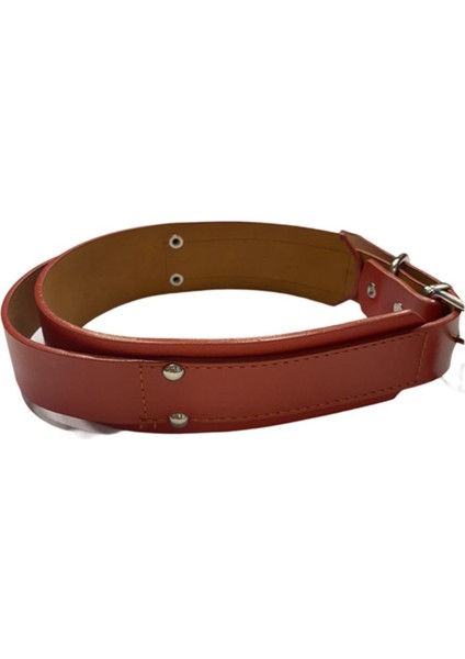 Turuncu Deri Köpek Boyun Tasması 4 cm x 49-57 cm
