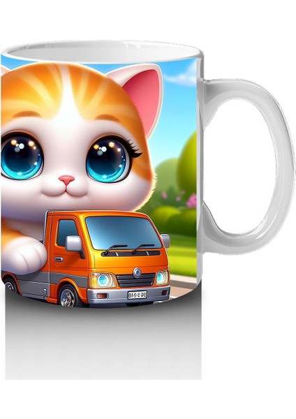 Çocuklara Sütü Sevdiren Kamyoncu Kedi Macerası Kupa Bardak modelleri