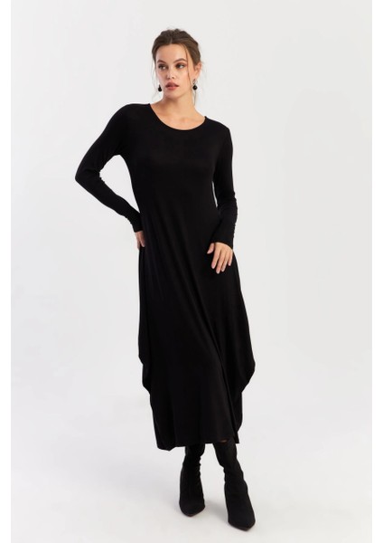 Kadın Siyah Midi Elbise LPP1272 fiyatları