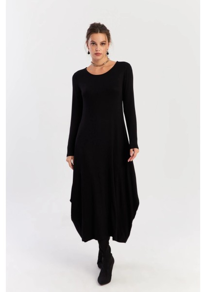 Kadın Siyah Midi Elbise LPP1272 modelleri