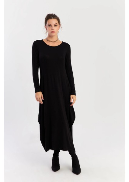 Kadın Siyah Midi Elbise LPP1272 indirimleri