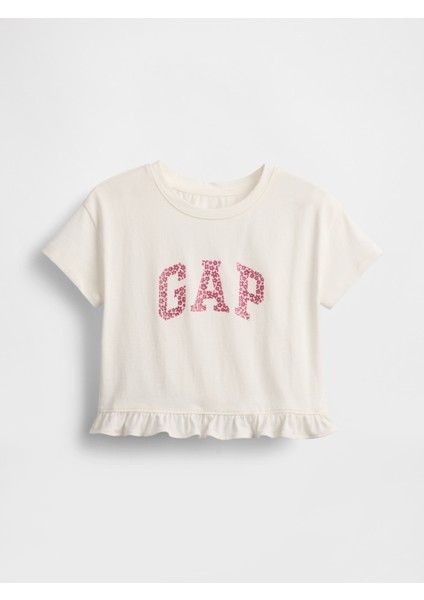 Kız Bebek Beyaz Gap Logo Ruffle T-Shirt