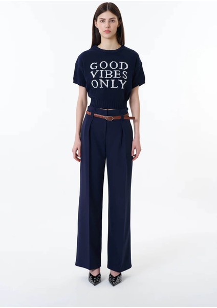 Kemer Detaylı Lacivert Kadın Pantolon 71262