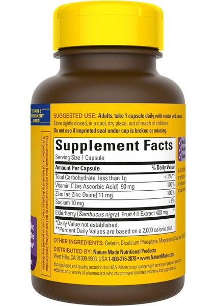 Elderberry 400 Mg C Vitamini ve Çinko 60 Kapsül indirimleri