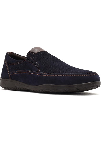 Erkek Lacivert Nubuk Deri Casual Loafer 25SFD7112V3