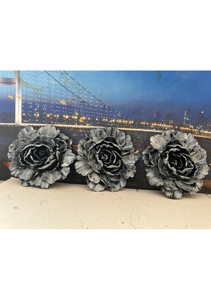 Siyah-Gümüş Çiçek Duvar Süsü 21CM