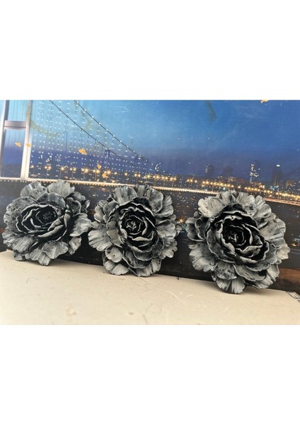 Siyah-Gümüş Çiçek Duvar Süsü 21CM fiyatları