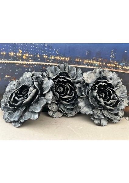 Siyah-Gümüş Çiçek Duvar Süsü 21CM modelleri