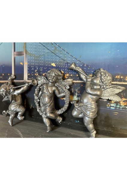 Büyük Duvar Melek 3lü Set 25CM Gümüş fiyatları