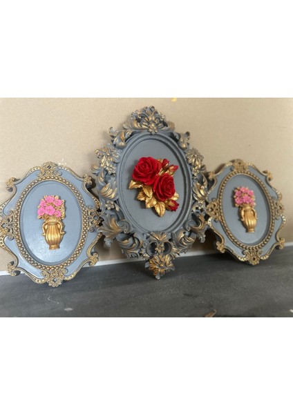 Çiçekli Dekoratif Duvar Tablosu 3 Lü Set fiyatları