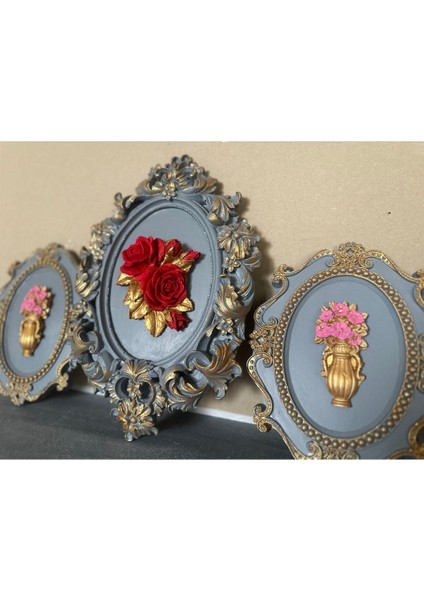 Çiçekli Dekoratif Duvar Tablosu 3 Lü Set modelleri