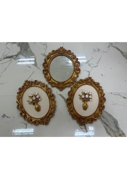 Duvar Tablosu 3 Lü , Dekoratif Aynalı Duvar Tablosu 42 cm fiyatları