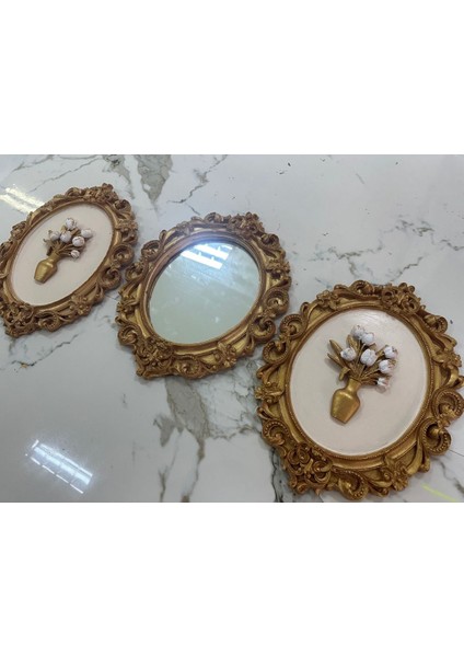 Duvar Tablosu 3 Lü , Dekoratif Aynalı Duvar Tablosu 42 cm indirimleri